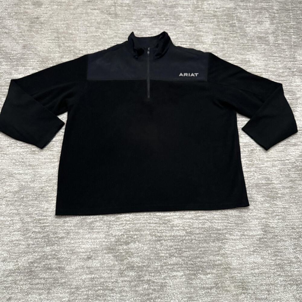 Ariat Sweatshirt Mens 2XL Black Basis 2.0 1/4 Zip Fleece Pullover Mock Neck